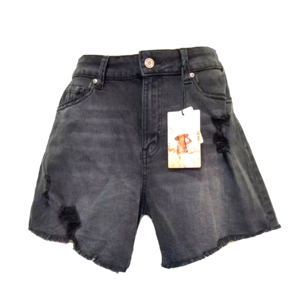Sincerely Jules High Rise Shorts Distressed Black Women's Sz 1 New